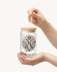 Slim & Serene 16oz Sipper Glass with Eco-Friendly Bamboo Lid