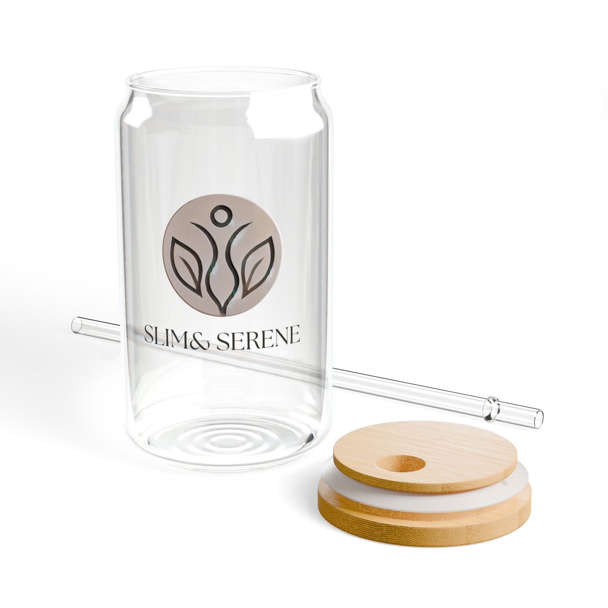 Slim &amp; Serene 16oz Sipper Glass with Eco-Friendly Bamboo Lid