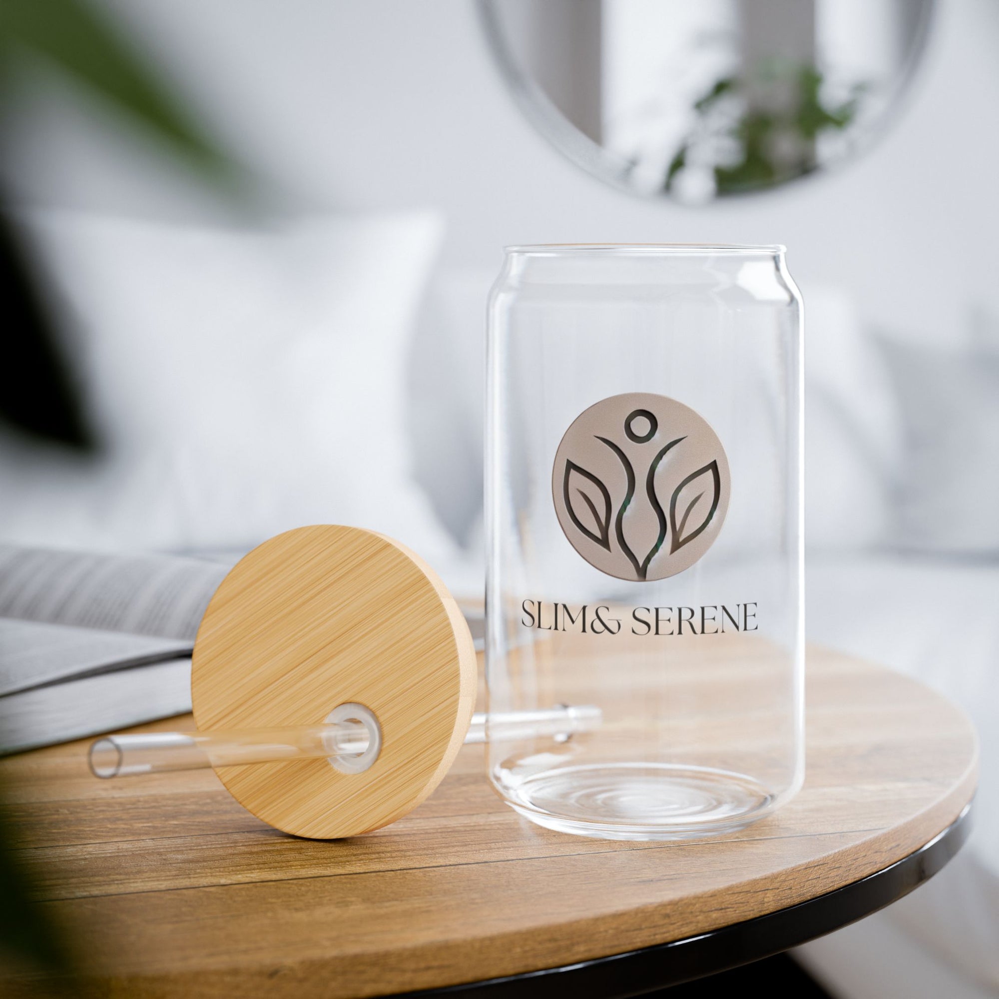Slim &amp; Serene 16oz Sipper Glass with Eco-Friendly Bamboo Lid