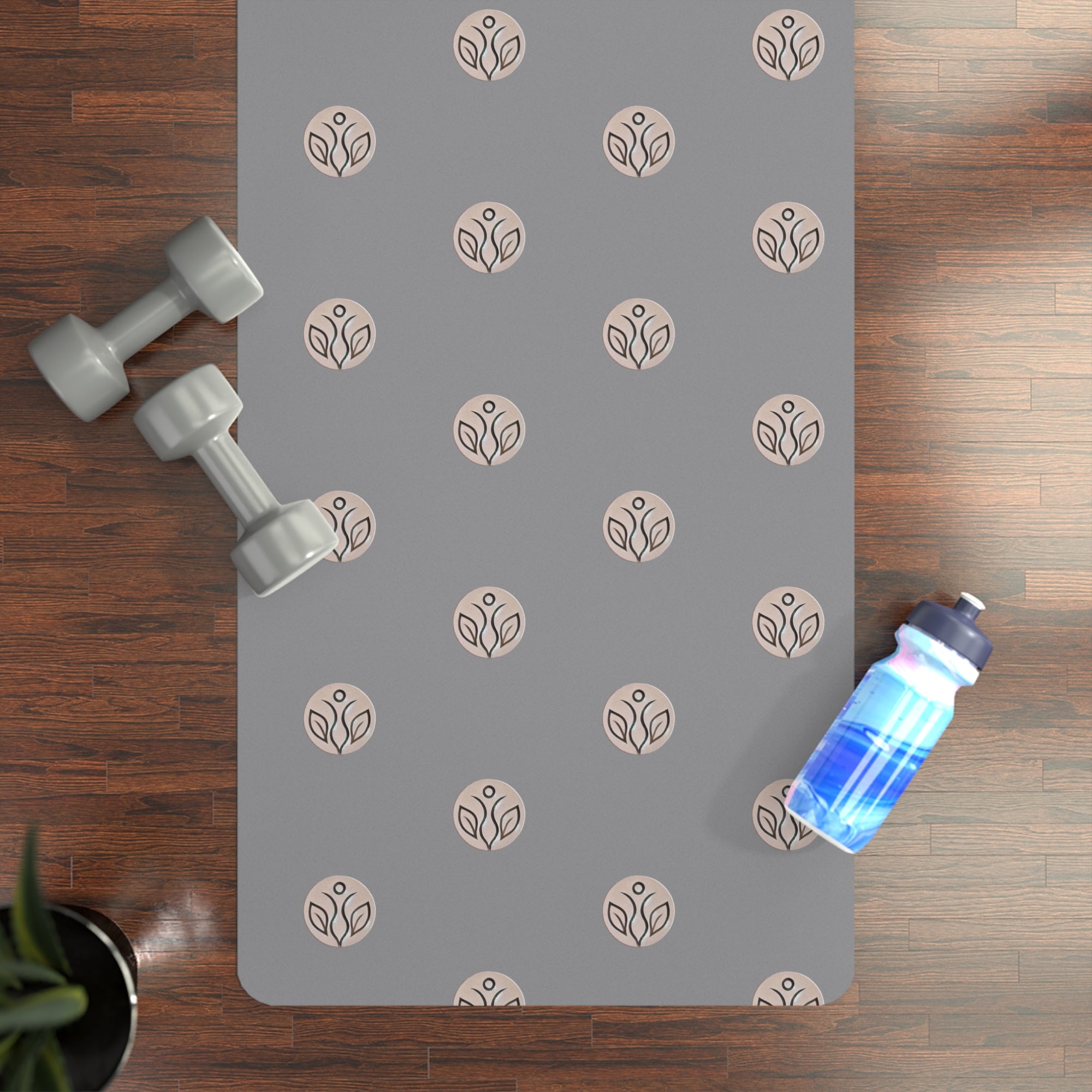 Slim &amp; Serene Grey Rubber Yoga Mat - Heart Design for Comfort and Support